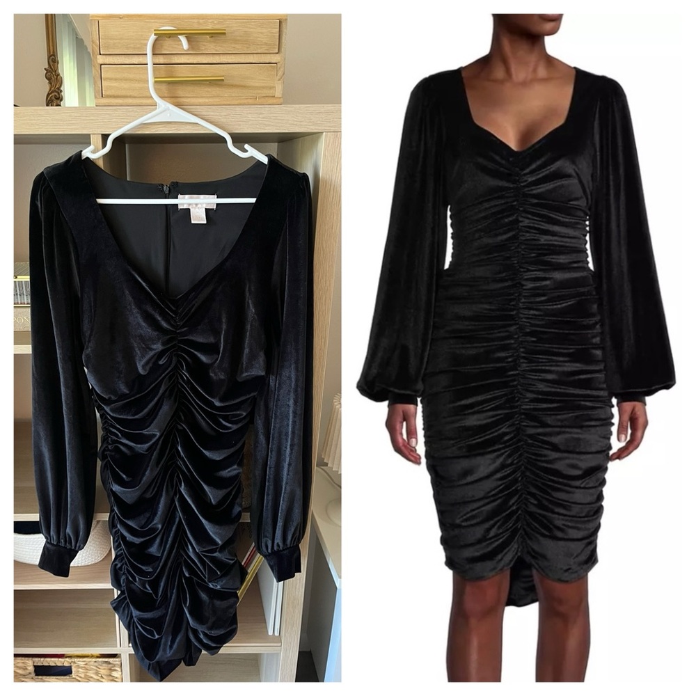 SOLD - NWOTs Rachel Parcell Ruched Velvet Knee-Length Dress Size Medium